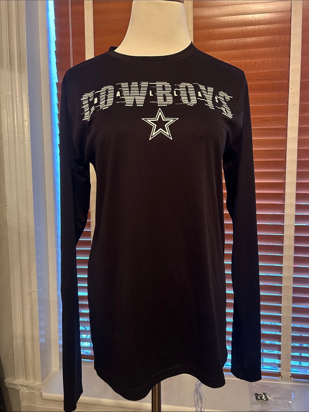 Black 'Cowboys' Long Sleeve Crewneck Top